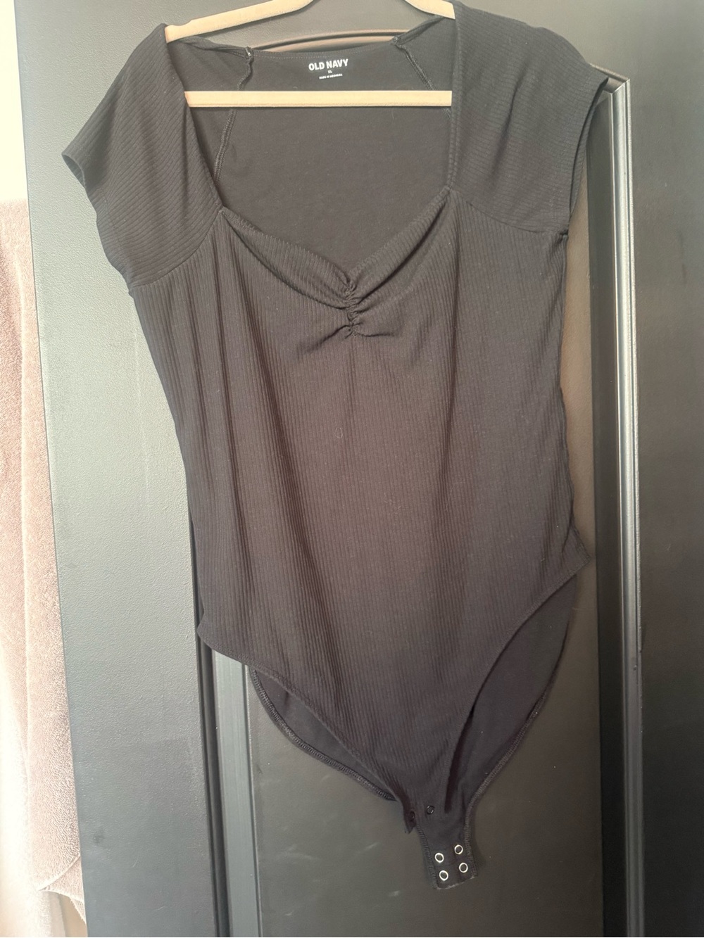 Old Navy Black Ribbed Sweetheart-Neck Bodysuit